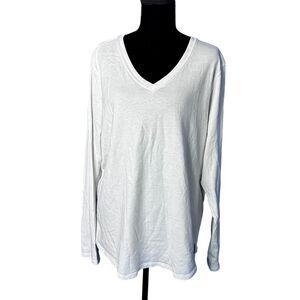 Carhartt Womens White V-Neck Long Sleeve Tee XXL Relaxed Casual Cotton Classic